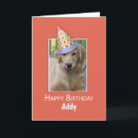 Individuelle Name Birthday zu Hunde Humor Funny Ha Karte<br><div class="desc">Dieser goldene Retriever,  mit einem Party,  das seine Lippen leckt,  gewartet für diesen köstlichen Geburtstagskuchen! Personalisieren Sie es mit jemandes Namen für die perfekte Karte für den besonderen Hund.</div>