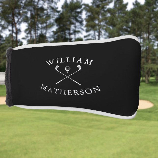Individuelle Name Black and White Golf Clubs Golf Headcover (Custom Name Black And White Golf Clubs Golf Head Cover)