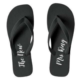 Individuelle Name Black and White Wedding Flip Flo Flip Flops