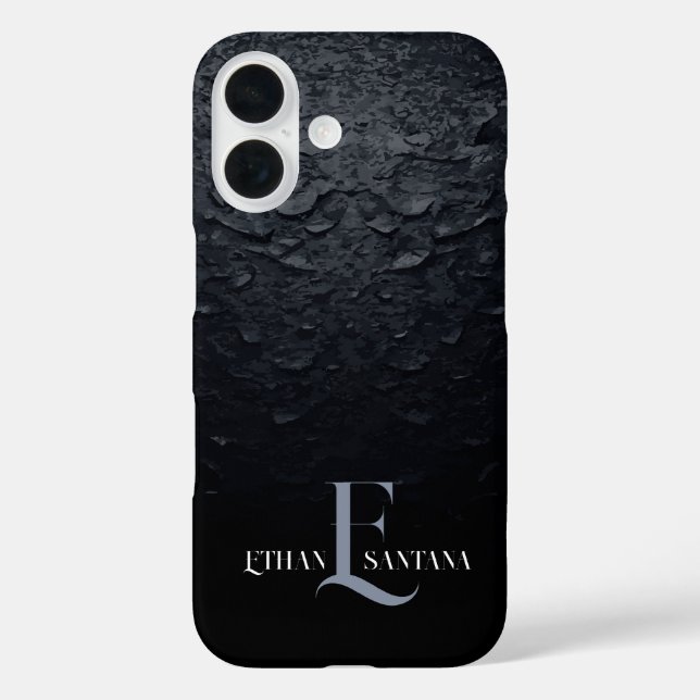Individuelle Name Black Gradient iPhone 16 Hülle (Rückseite)