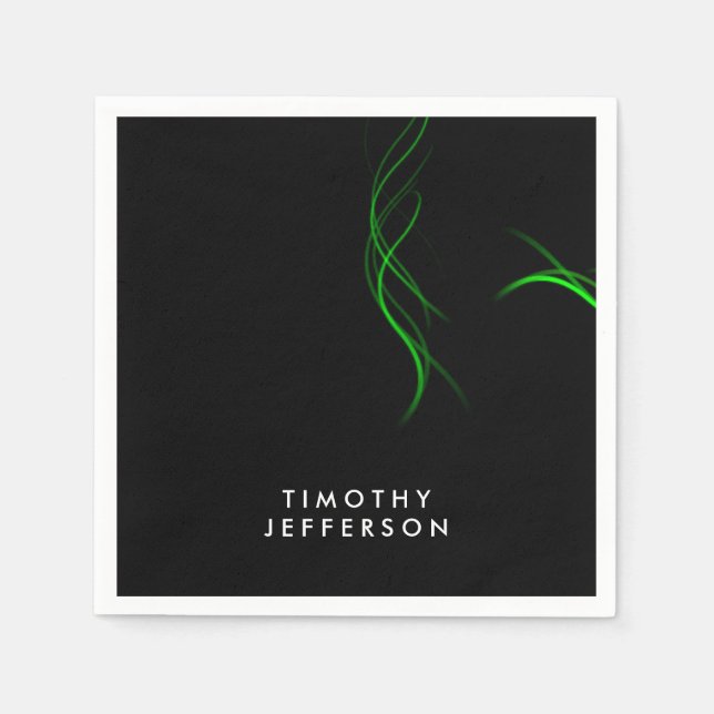 Individuelle Name Black Green Curves Elegante Mode Serviette (Vorderseite)