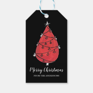 Individuelle Name Black Red Christmas Tree Geschenkanhänger