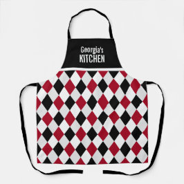 Individuelle Name Black Red Harlequin Diamond Patt Schürze