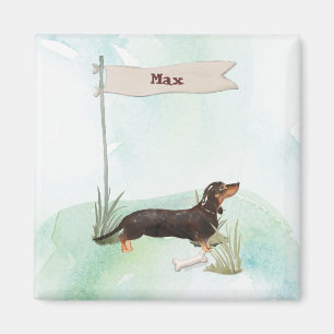 Individuelle Name Black & Tan Dackel Hund Magnet