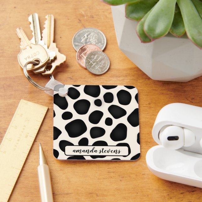 Individuelle Name Black Typografy Pattern Abstrakt Schlüsselanhänger (Schreibtisch)