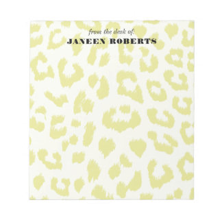 Individuelle Name Blass Green Leopard Print Notizblock