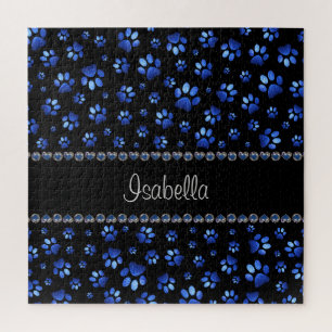 Individuelle Name, blaue Glitzer-Hundpaare