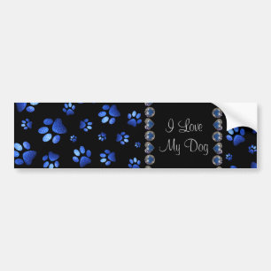 Individuelle Name, blaue Glitzer-Hundpaare Autoaufkleber