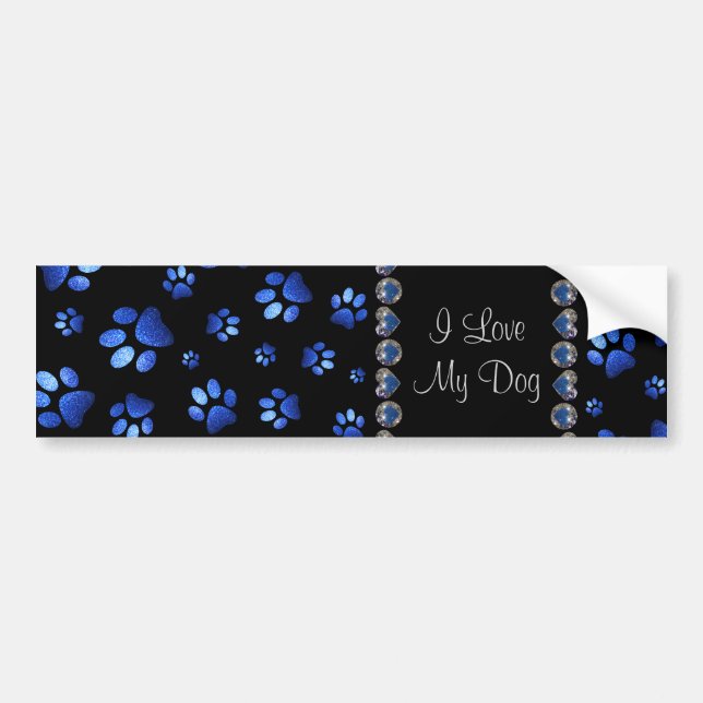 Individuelle Name, blaue Glitzer-Hundpaare Autoaufkleber (Vorne)
