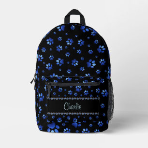 Individuelle Name, blaue Glitzer-Hundpaare Bedruckter Rucksack