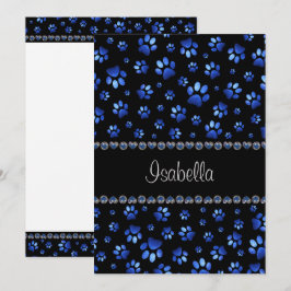 Individuelle Name, blaue Glitzer-Hundpaare Einladung
