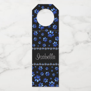 Individuelle Name, blaue Glitzer-Hundpaare Flaschenanhänger