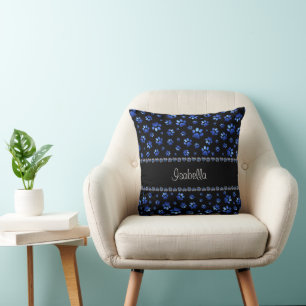 Individuelle Name, blaue Glitzer-Hundpaare Kissen