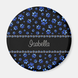 Individuelle Name, blaue Glitzer-Hundpaare Magnet