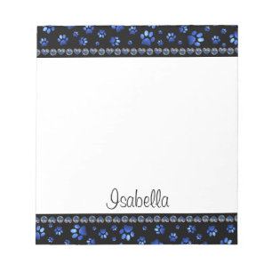 Individuelle Name, blaue Glitzer-Hundpaare Notizblock