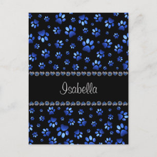 Individuelle Name, blaue Glitzer-Hundpaare Postkarte