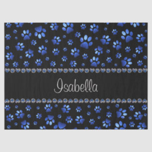 Individuelle Name, blaue Glitzer-Hundpaare Seidenpapier