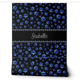 Individuelle Name, blaue Glitzer-Hundpaare Tapete