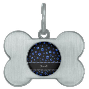 Individuelle Name, blaue Glitzer-Hundpaare Tiermarke