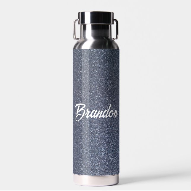 Individuelle Name blauer Glitzer Trinkflasche (Vorne)