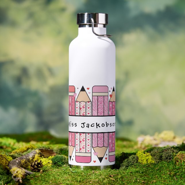 Individuelle Name Bleistift-Lehrer Trinkflasche (Außenbereich (gedreht))