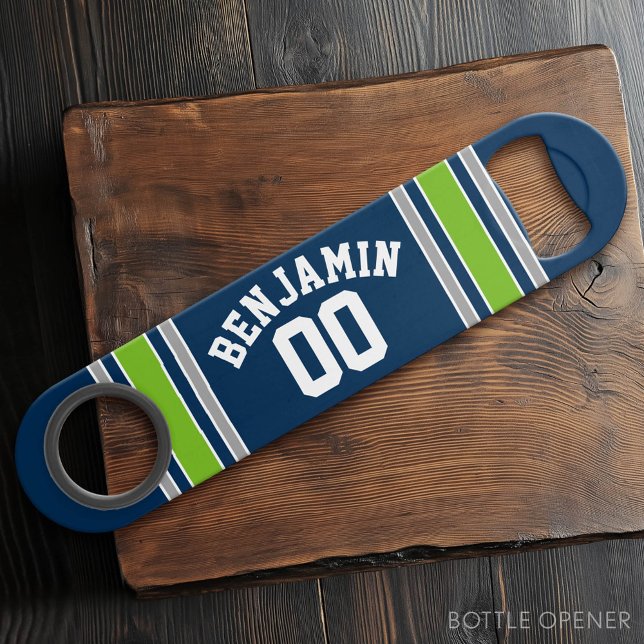 Individuelle Name Blue and Green Sports Jersey Speed Flaschenöffner (Custom Bar Key)