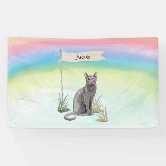 Individuelle Name Blue Russian Cat Pet Banner (Horizontal)