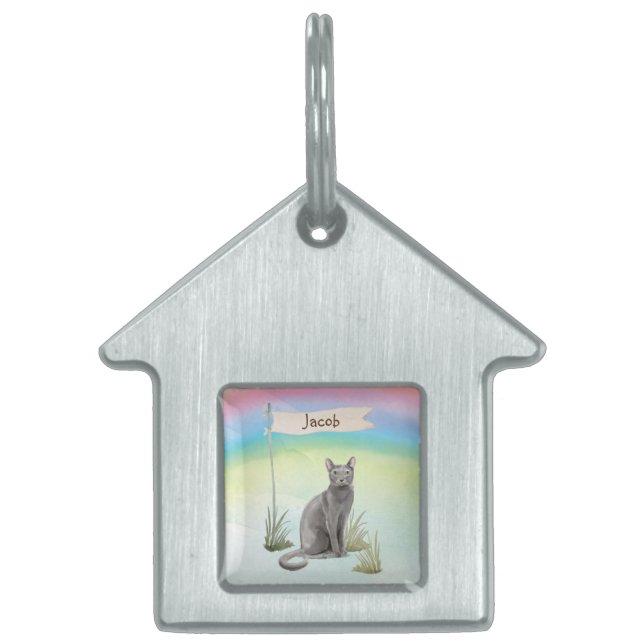 Individuelle Name Blue Russian Cat Pet Tiermarke (Vorderseite)