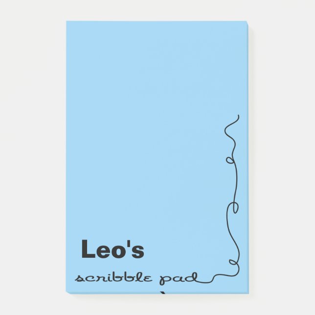 Individuelle Name Blue Scribble Pad Post-it Klebezettel (Vorderseite)