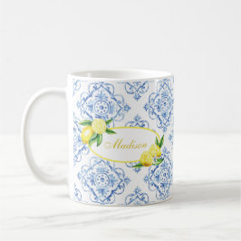 Individuelle Name Blue Tile Italienischer Blumenst Kaffeetasse