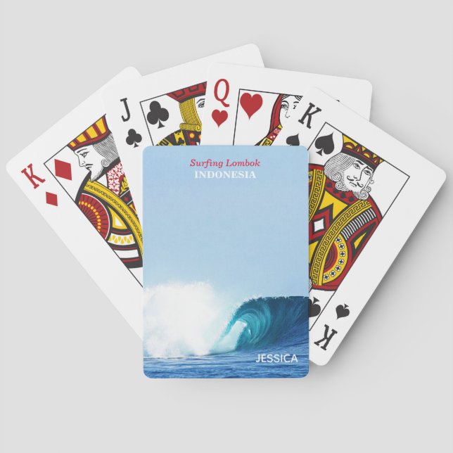 Individuelle Name Blue Tube Wave Surf Lombok Indon Spielkarten (Rückseite)