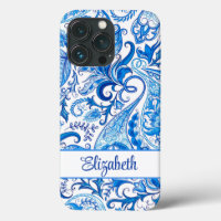 Individuelle Name Blue und White Paisley