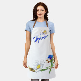 Individuelle Name Blue White Carnation Design Schü Schürze