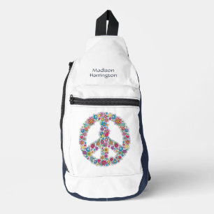 Individuelle Name Blume Friedenszeichen Crossbody Bag