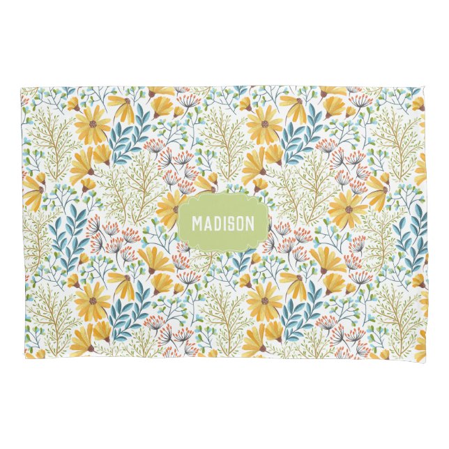 Individuelle Name Blume Illustration Kissenbezug (Vorderseite)