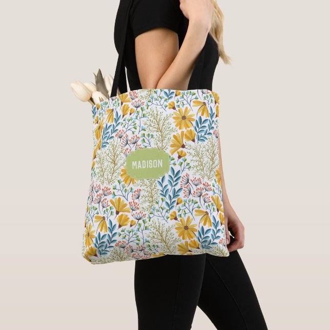 Individuelle Name Blume Illustrationsbeutel Tasche (Von Nahem)