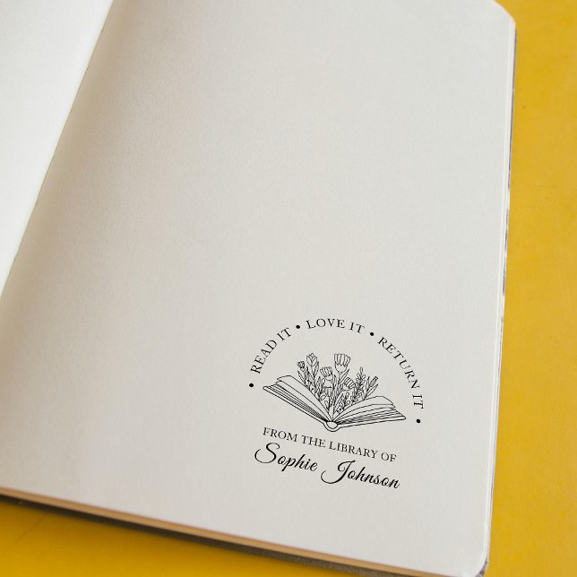 Individuelle Name Blume Lover Lehrer Gummistempel (Custom Name Flower Book Lover Teacher Rubber Stamp)
