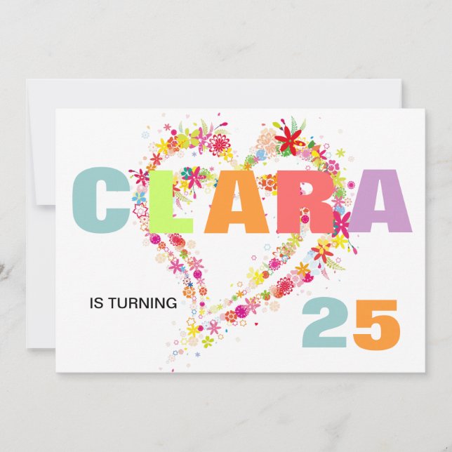 Individuelle Name Blume Wreath Herzstück Geburtsta Einladung (Vorderseite)