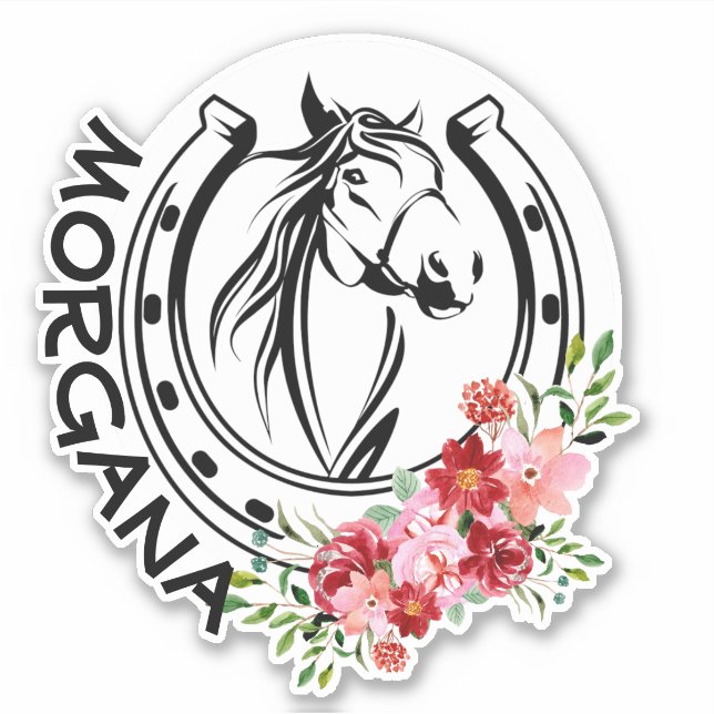 Individuelle Name Blumenhorse Aufkleber (Vorderseite)