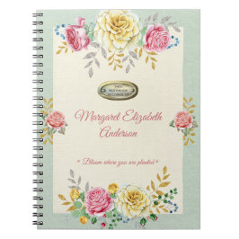 Individuelle Name Blumenzettel Rose Notizblock
