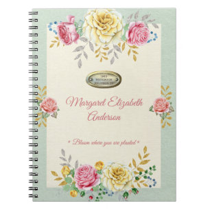 Individuelle Name Blumenzettel Rose Notizblock