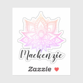 Individuelle Name Boho Pastel Pink Gradient Lotus  Aufkleber