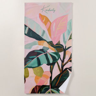 Individuelle Name Boho Tropical Foliage Palm Strandtuch