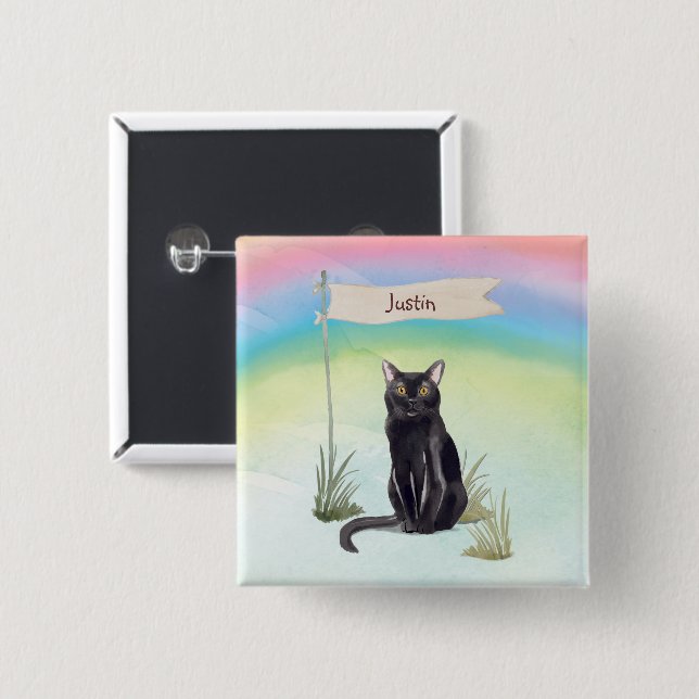 Individuelle Name Bombay Cat Pet Button (Vorne & Hinten)