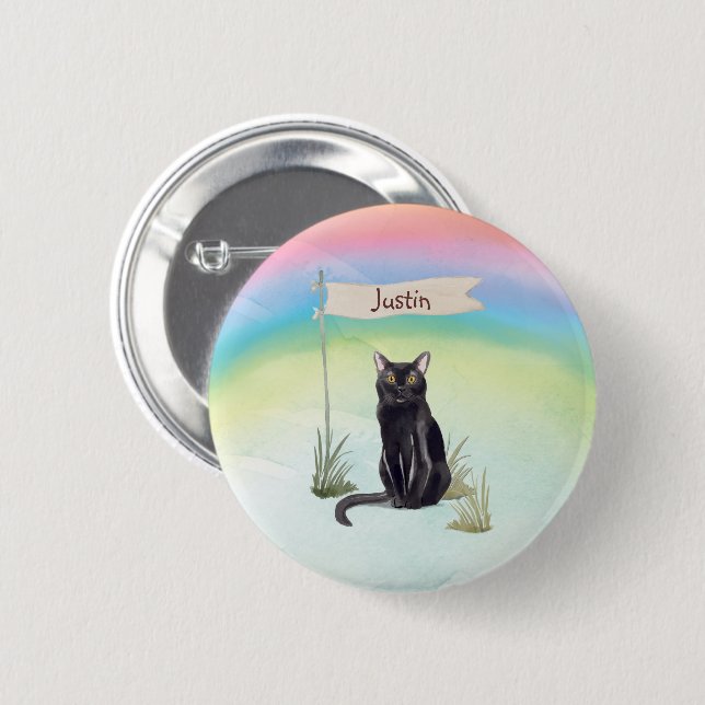 Individuelle Name Bombay Cat Pet Button (Vorne & Hinten)