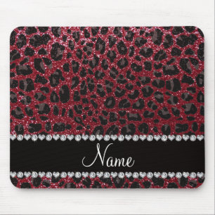 Individuelle Name bordeauxrot Glitzer Leopardendru Mousepad