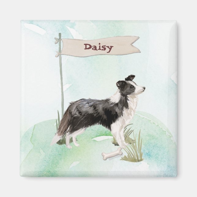 Individuelle Name Border Collie Pet Hund Magnet (Vorne)