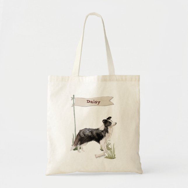 Individuelle Name Border Collie Pet Hund Tragetasche (Vorne)
