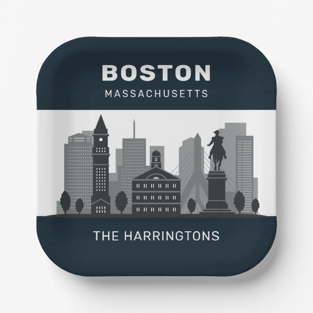 Individuelle Name Boston Massachusetts Pappteller (Vorderseite)