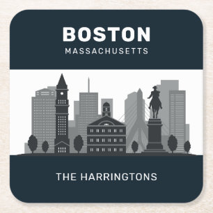 Individuelle Name Boston Massachusetts Rechteckiger Pappuntersetzer